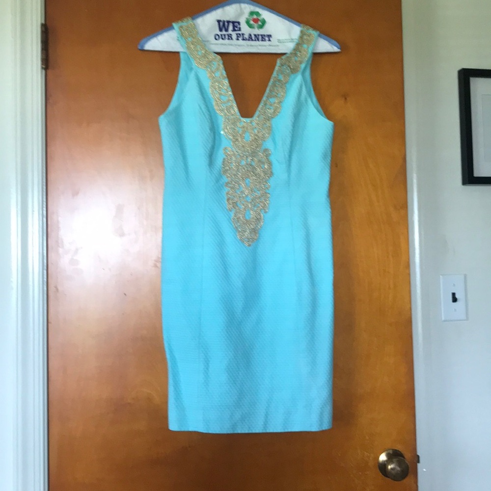 Lilly Pulitzer Aqua Shift Dress- 6